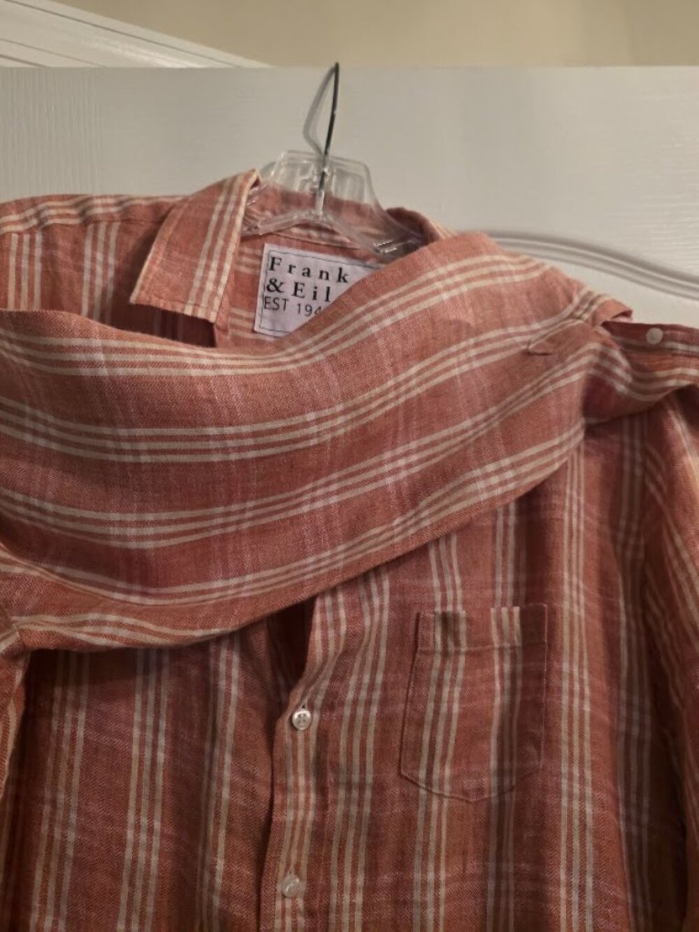 An EILEEN Orange and Cream Plaid, Flannel Linen Shirt - Picture 4 of 6
